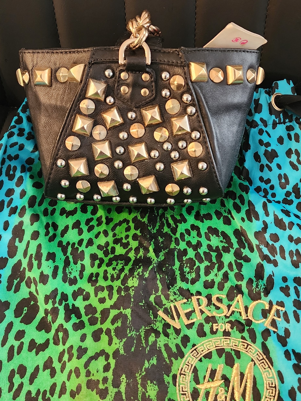 Versace for H&M Black Studded Leather Mini Bag